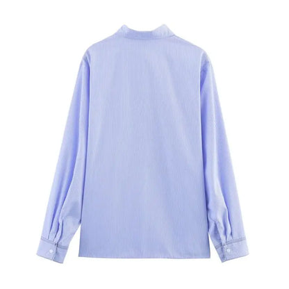 Spring Shirts Tops Women's 2025 New Chic Striped Slim Elegant Office Women's Shirt Fashion Street Youth Long-Sleeved Shirt