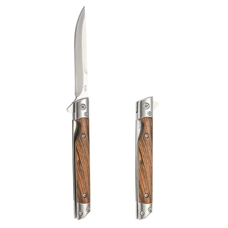 Multi-functional outdoor folding knife, high-hardness Damascus steel folding knife, portable fruit knife
