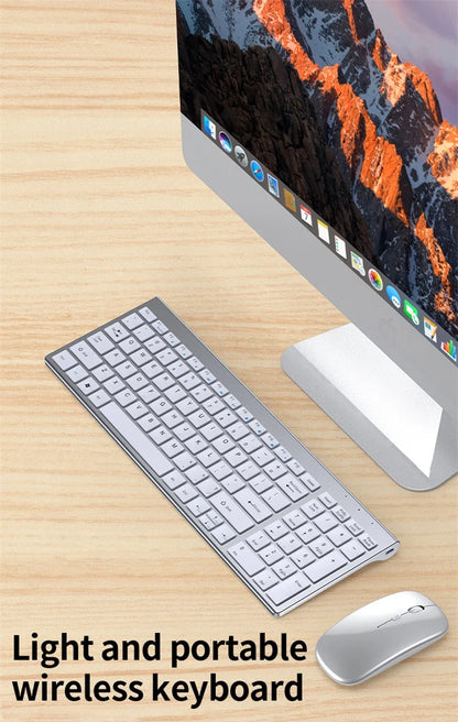 Bluetooth 5.0 & 2.4G Wireless Keyboard and Mouse Combo Mini Multimedia Keyboard Mouse Set for Laptop PC TV iPad Macbook Android