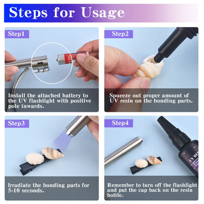 25g UV Resin Glue Bonding & Welding UV Glue Kit With Light Quick-Drying Resin Glue For Bonding Glass Metal Wood DIY Crafts Decor