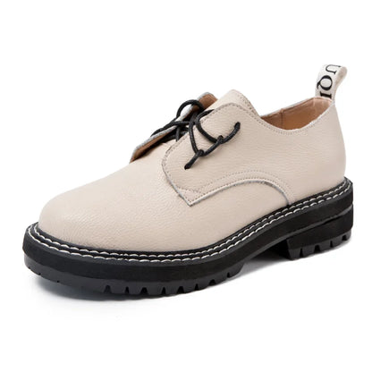 Retro Women Shoes Genuine Leather 2026 New Spring British Style Student Shoes Wild Thick Large Size 41 42 43 Ladies Oxford Shoes
