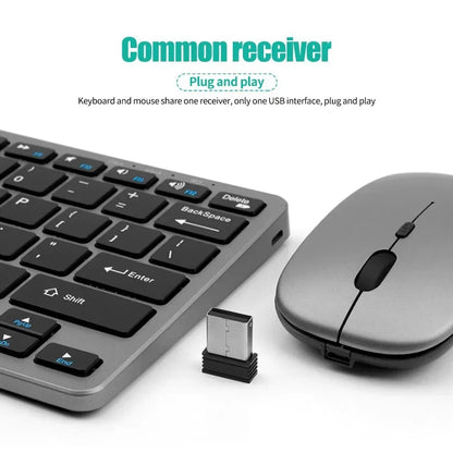 New 2.4G Wireless Rechargeable Silent Wireless Keyboard and Mouse Set, Compact Ergonomic Keyboard Mouse for Office/Home