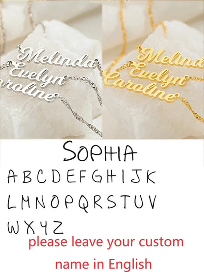 Custom Different Font Name Pendant Necklace for Woman Girls Stainless Steel Nameplate Personalized Choker Necklaces Jewelry Gift