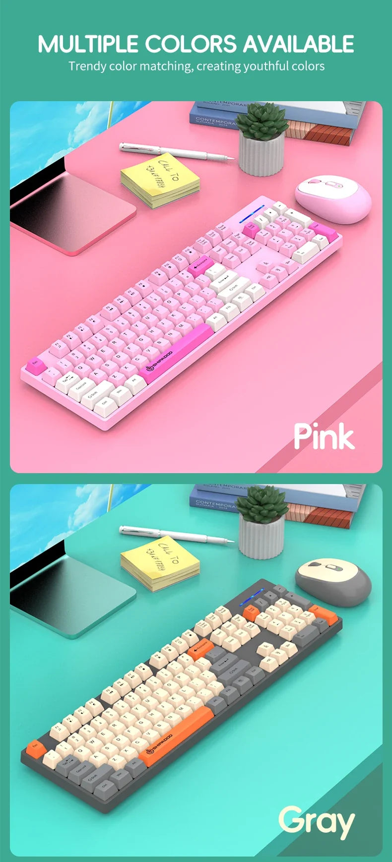 Shipadoo Wireless Gaming Keyboard and Mouse Combo for Laptop, Desktop, and Office Use