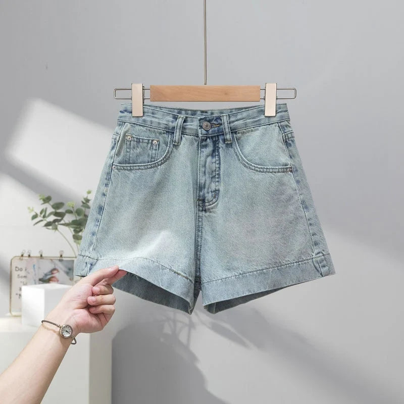 Light Blue High Waist Skinny Short Shorts Women's Summer New Style American Ultra Short Shorts Hot Pants Retro Denim Shorts