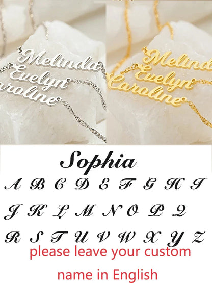 Custom Different Font Name Pendant Necklace for Woman Girls Stainless Steel Nameplate Personalized Choker Necklaces Jewelry Gift