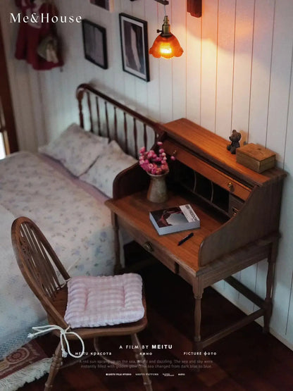 1/6  Dollhouse study Room Accessories  Mini Furniture Retro shutter desk