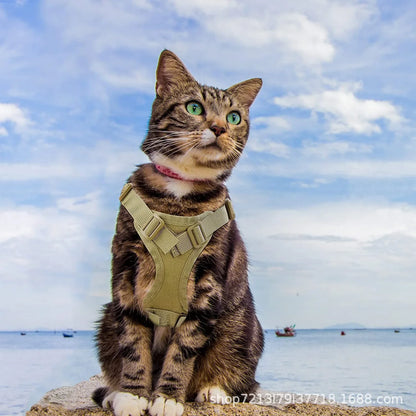 1PC Tactical Cat Harness Reflective Pet Vest With Handle Adjustable Outdoor Walking Training Cat Accessories