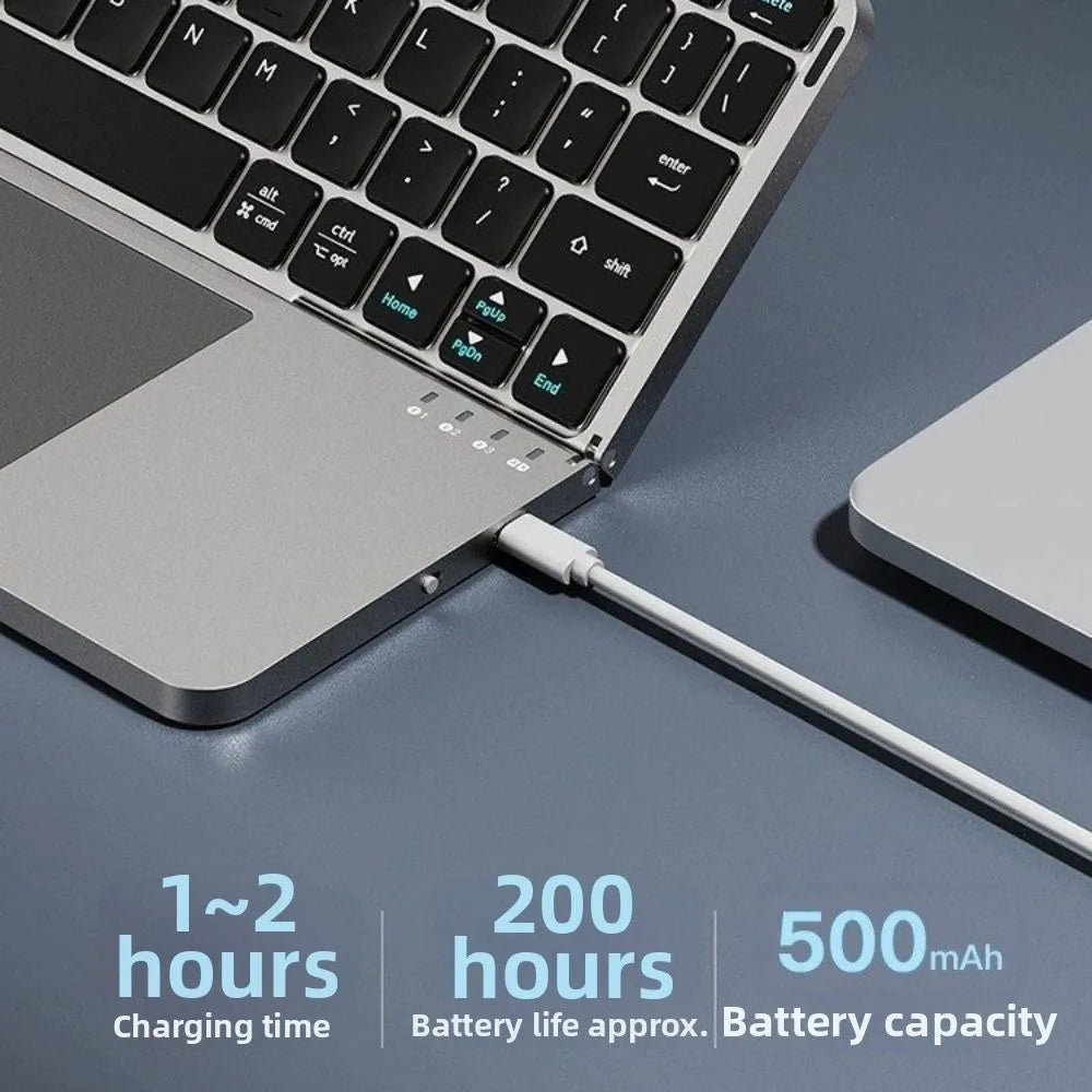 Bluetooth 5.3 Wireless Bluetooth Keyboard Portable Detachable Foldable Keyboard Universal Compact Rechargeable Keyboard Travel