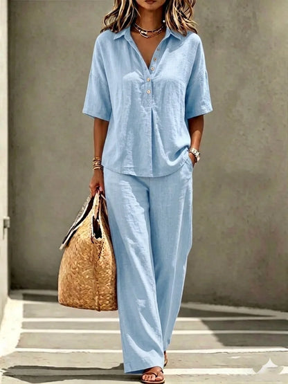 Elegant Office Holiday Two Piece Set Women Sleeveless V Neck Waistcoat Solid Black Textured Loose Wide Leg Trousers Street Match