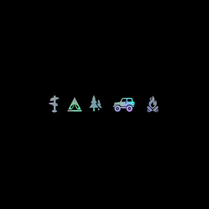 Camping Icons Outdoor Campfire Hiking Die Cut Vinyl Decal Sticker For Car Truck Motorcycle Window Bumper Wall Home Office Decor