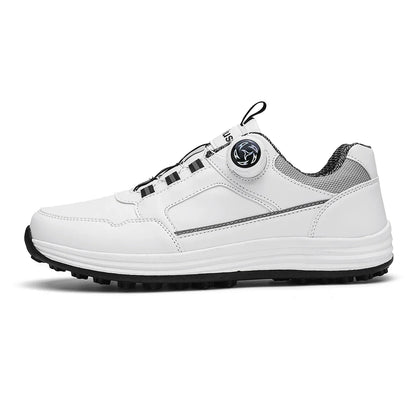 Men's Golf Shoes, New Style, Fashionable, Simple, Versatile, Solid Color, Waterproof Upper, Versatile, Stylish, Casual Sports Shoes for Men, Outdoor Youth Fashion, Men's Rotating Buckle Design, Thick Sole, Height-Increasing,