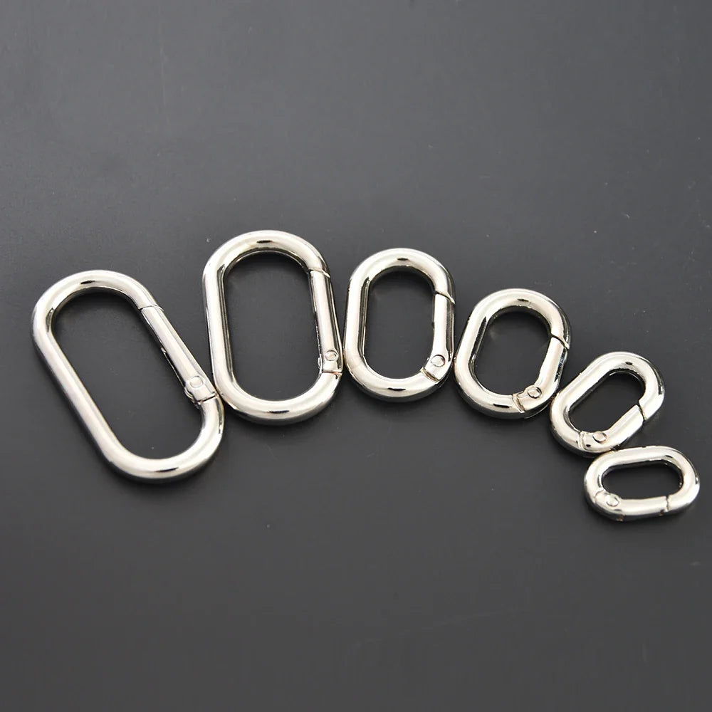 5pcs Metal Oval O Ring Spring Clasp Openable Round Carabiner Keychain Clips Hook Dog Chain DIY Jewelry Buckle
