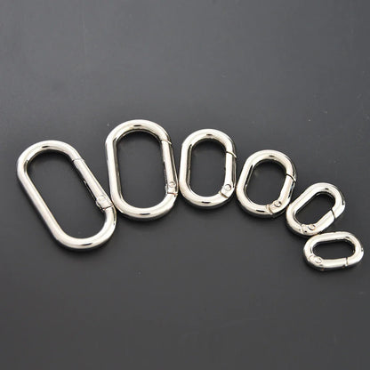 5pcs Metal Oval O Ring Spring Clasp Openable Round Carabiner Keychain Clips Hook Dog Chain DIY Jewelry Buckle