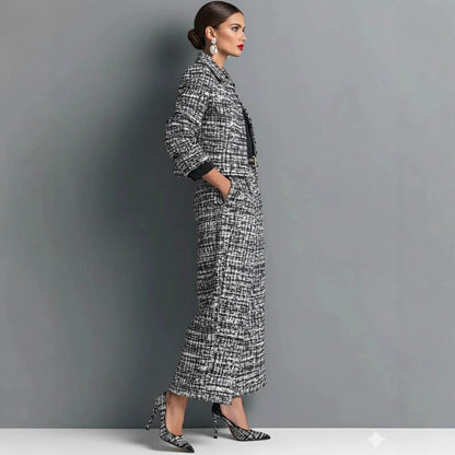 Fashionable Commuter Women's Suit Casual Solid Color Lapel Cardigan Short Jacket Paired With Loose Wide-leg Pants Two-piece Set