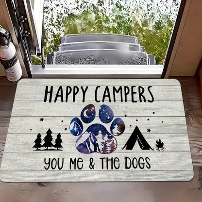 Outdoor Camping Van Welcome Mat With Cheerful Camping Van Non-slip Kitchen Bathroom Entracne Rugs Living Room Washable Carpet