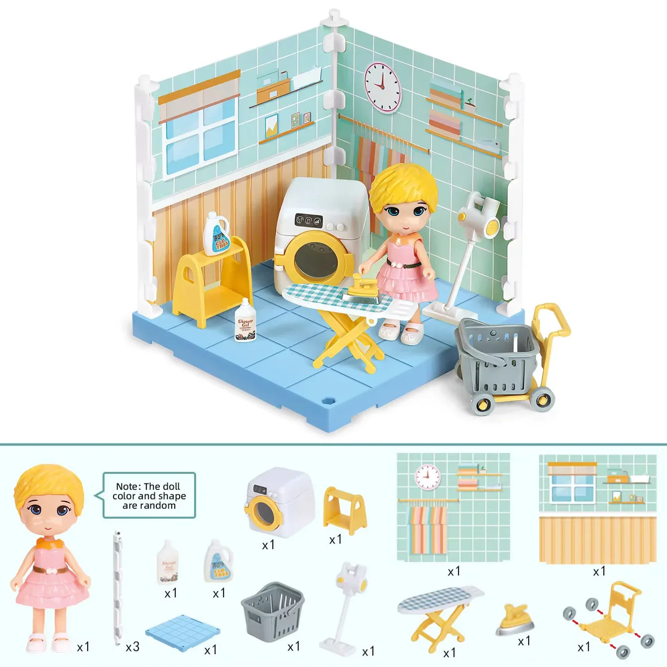 Mini Home Accessories DIY Doll House Furniture Assembly Model Simulated Bedroom Kitchen Decoration Pretend Play Toy Girl Gift