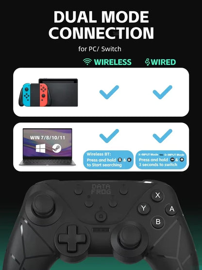 Data Frog Wireless Game Controller for Switch Console/Lite/OLED | NFC, Turbo, Vibration Adjustment Gamepad Joystick