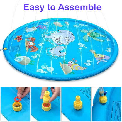 65/100CM Thickened Dog Spray Water Play Mat Cat Playmat Letter Dolphin Theme Pet Sensory Playing Crawling Induction Toy