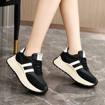 2026 Summer Thick-Soled Women Shoes Height-Increasing Women Sneakers Casual Skate Shoes Lace-Up Sports Running Shoes for Women