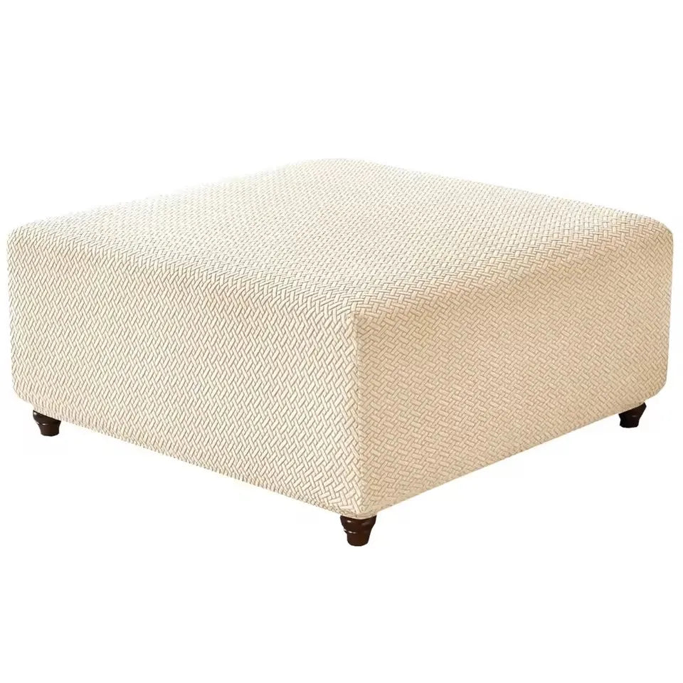 T-Shape Jacquard Square Stool Cover Ottoman Stool Cover Elastic Sofa Footrest Slipcovers for Living Room Office Home Decor