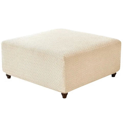 T-Shape Jacquard Square Stool Cover Ottoman Stool Cover Elastic Sofa Footrest Slipcovers for Living Room Office Home Decor