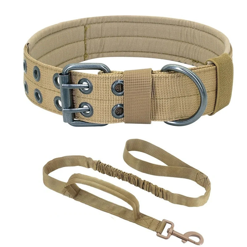 Adjustable Sturdy Tactical Dog Collar with Leash Set for Medium to Large Dogs Anti-Bite Durable Neck Collar For Strong Dogs