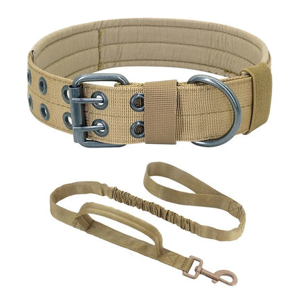 Adjustable Sturdy Tactical Dog Collar with Leash Set for Medium to Large Dogs Anti-Bite Durable Neck Collar For Strong Dogs