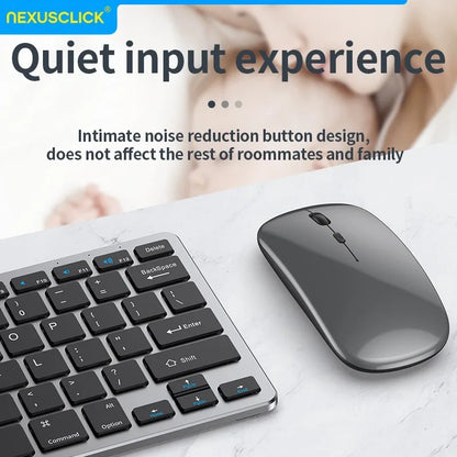NexusClick Wireless Ergonomic Keyboard Mouse Combo - Rechargeable Mini Multimedia Set for PC, Laptop, MacBook