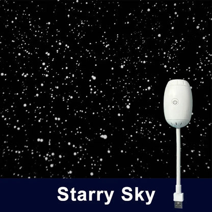 Romantic LED Starry Sky Night Light USB Powered Saturn Galaxy Projector Lamp for Car Roof Party Room Ceiling Decor Plug and Play