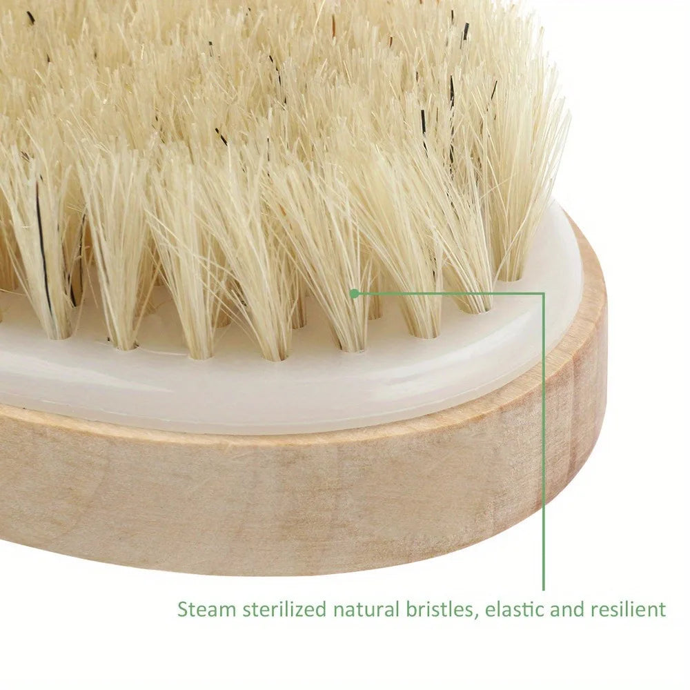 Natural Bristle Shower Brush | Gentle Exfoliating & Skin Renewal | Home Spa Massager | Perfect for Back Scrubbing & Body Care