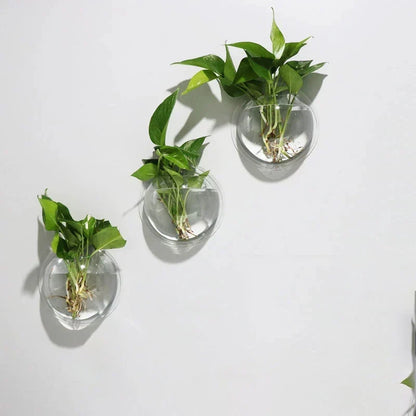 2/4/6/8 Pack Wall Hanging Glass Terrarium - Self-Watering Hydroponic Planter for Home Office Decor, Handmade Round Crystal Vase