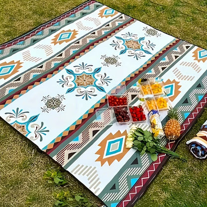 Outdoor Camping Picnic Blanket, Portable Beach Mat, PU Coated Oxford Cloth, Bound Edge, Foldable Lightweight Mat