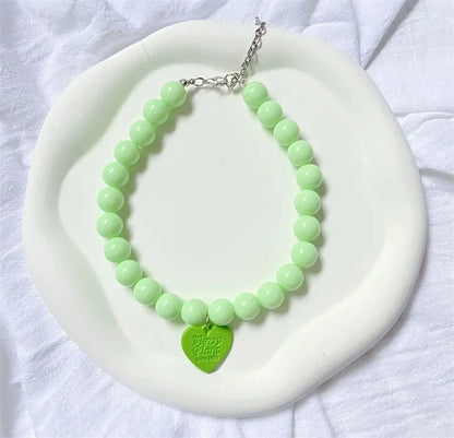 Princess Heart Pendant Pet Pearl Collar Dog Necklace Cat Jewelry Collar Puppy Accessories Dog Chain Chihuahua Wedding Jewelry
