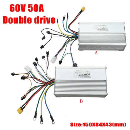 For JP 60V 50A DC Brushless Controller Dual Motor for Electric E Bike Brushless Controller
