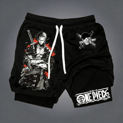 ONE PIECE Anime Roronoa Zoro Printed Sports Shorts 2026 Summer New Unisex Y2K Quick Drying Breathable 2-in-1 Beach Shorts