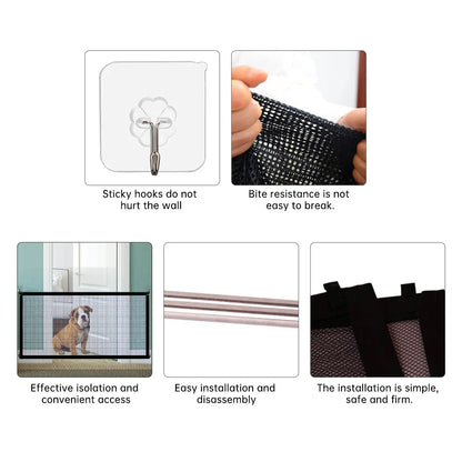 Pet Dog Barrier Fences Pet Isolated Network Folding Breathable Nylon Mesh Pet Isolated Network Stairs Gate Safety Fence 2 Sizes