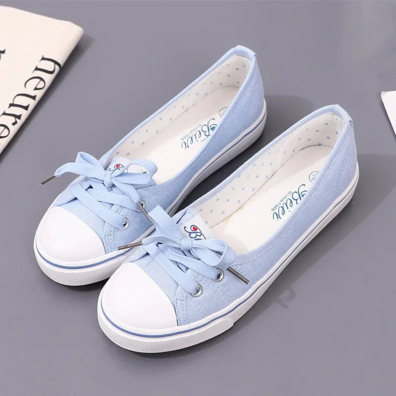 2026 New Women Shoes Fashion Canvas Shallow Casual Shoes for Woman Comfort Lace Flat Bottom Sneaker Designer Shoes Zapatos Mujer