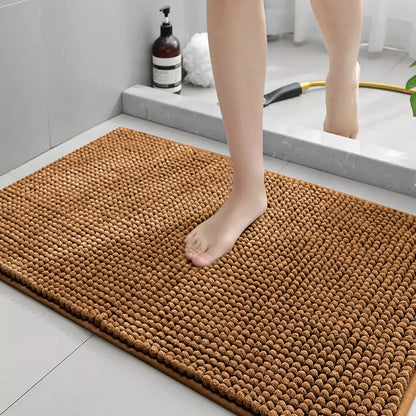 Chenille Bath Mats Encrypted Thickened Short Plush Strong Water-absorbent Non-slip Bathroom Rug Carpet Quick-drying Foot Mat