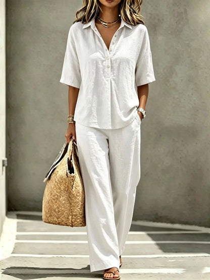 Elegant Office Holiday Two Piece Set Women Sleeveless V Neck Waistcoat Solid Black Textured Loose Wide Leg Trousers Street Match