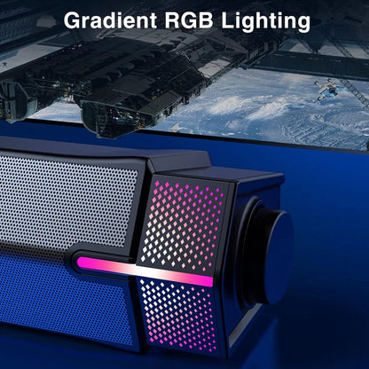 Bluetooth Computer Speakers for PC Desktop Monitor, Gaming PC Sound Bar-Wired USB-Powered,Superb Stereo Sound,with LED Lighting