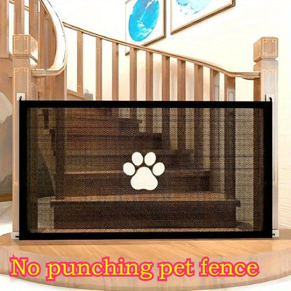 Non-Punch Retractable Pet Fence, Adjustable Portable Safety Gate, Indoor Outdoor Isolation Barrier for Dogs & Cats