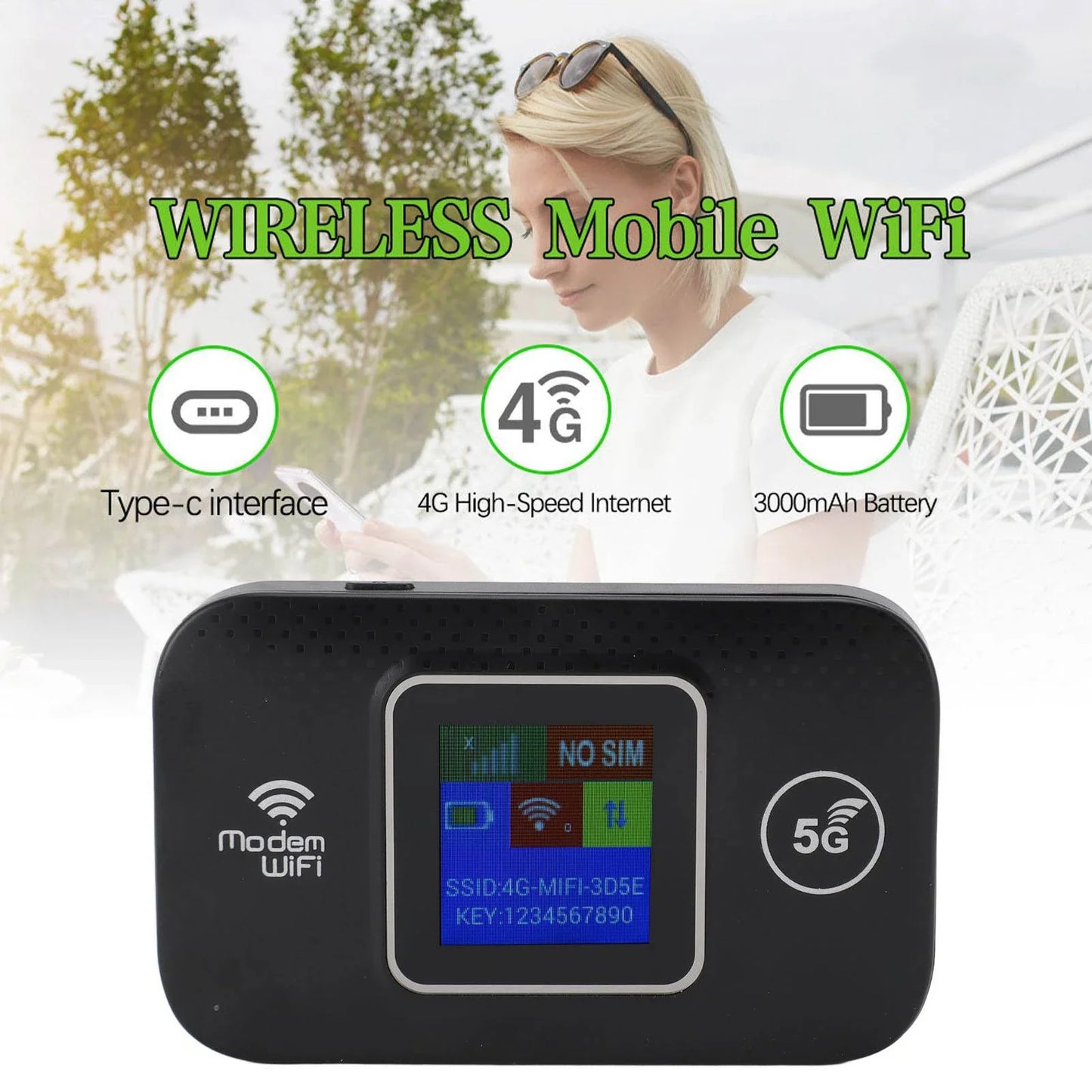 Portable WiFi Modem 300Mbps High Speed 4G Portable WiFi Router Security Encryption Plug and Play for Europe for Cell Phones