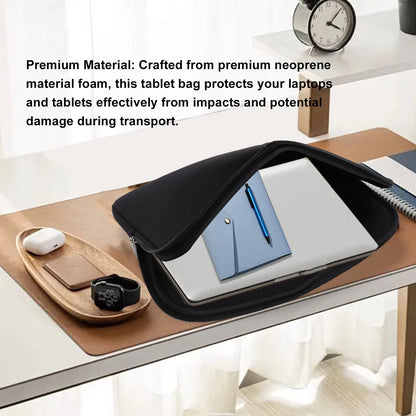 Tablet Bag Black Water Proof Neoprene Foam Portable Tablet Carrying Case with Zip for Laptop Tablet Travel Bag Tablet Sleeve Bag