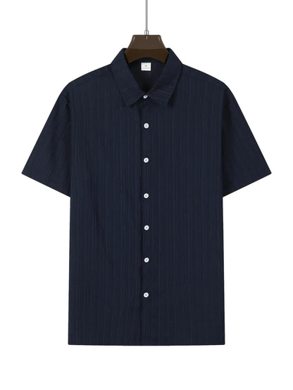 Shirt  Hawaiian Shirt Short Sleeve Cardigan Striped Lapel Solid Color All-match Breathable Quick Drying Men's Casual Shirt