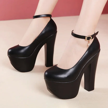 15cm Small Size 32-43 Thick Bottom Gold Red Wedding Shoes Women