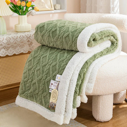 Warm Wool Sherpa Thick Blankets Fluffy Soft Coral Fleece Bedspread on The Bed Single Double Winter Plush Coraline Furry Throw