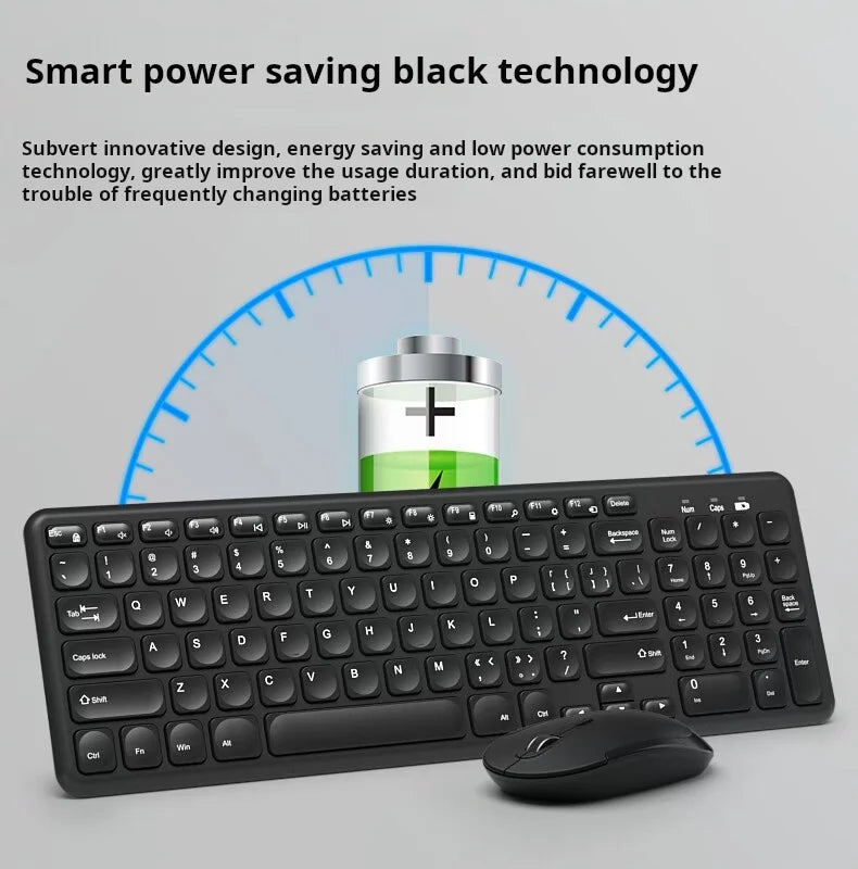 B.O.W HW256 Ultra-thin wireless keyboard and mouse set, 2.4G wireless set, 96 keys