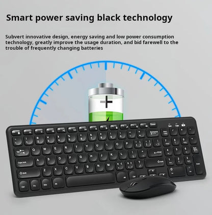 B.O.W HW256 Ultra-thin wireless keyboard and mouse set, 2.4G wireless set, 96 keys