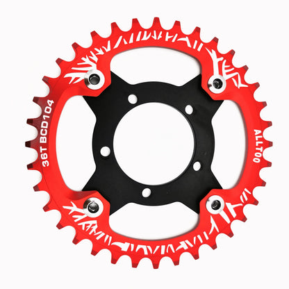 ALLTOO Bike Part Bicycle Crankset Bafang 104BCD Motor Aluminum Alloy Chainring Mid Drive Adapter For Electric E-bike 32T-52T